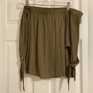 Women's LuLu's off shoulder olive green 3/4 sleeve blouse size L